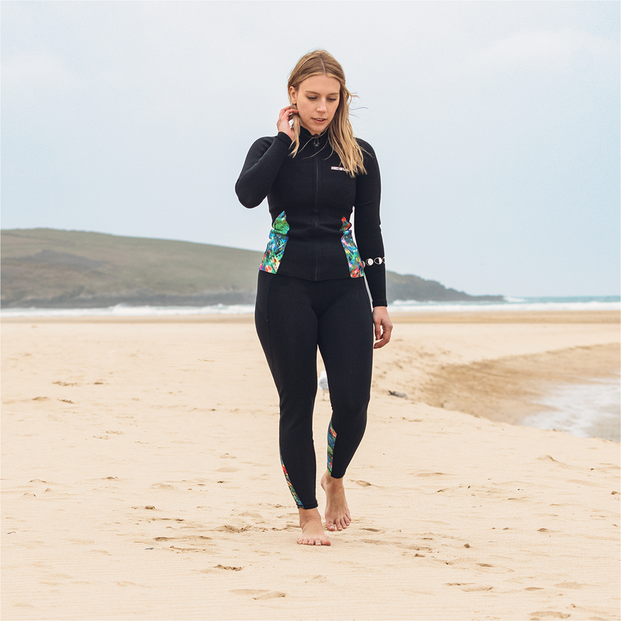 2025 Gul Womens Luna7 Front Zip SUP Wetsuit Jacket LA6301-C1 - Black / Jungle